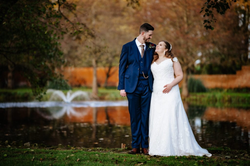 Newly wed couple at Leez Priory wedding venue In essex